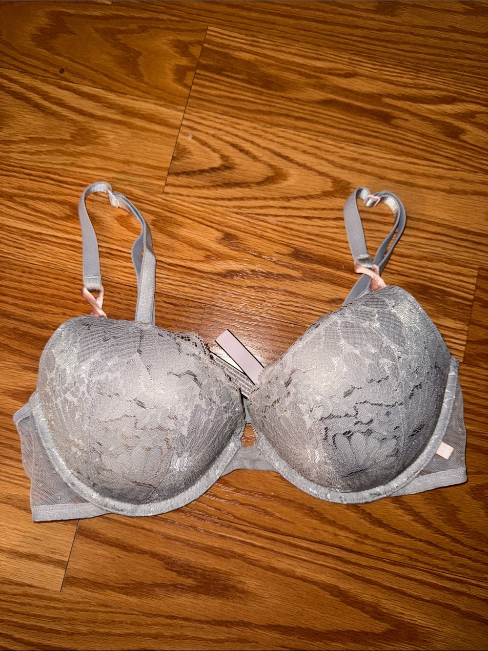 Victoria Secret Lace Demi Push-Up Bra in Light Gray